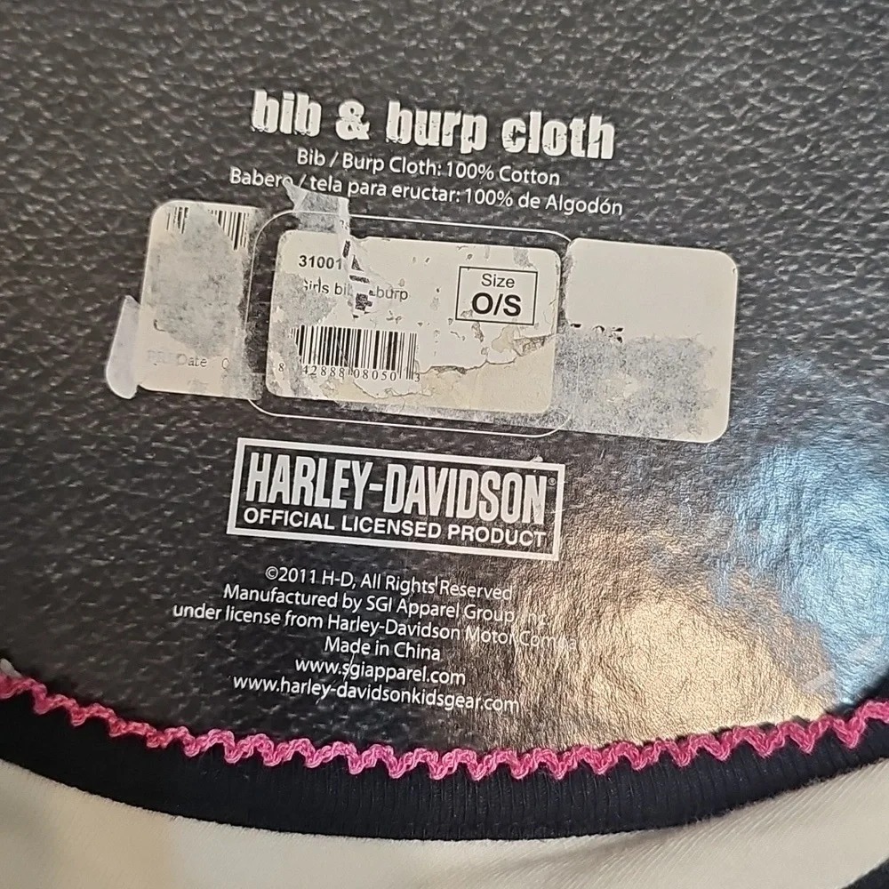 Harley-Davidson Pink and Black Baby Bib And Sparkly Burp Cloth